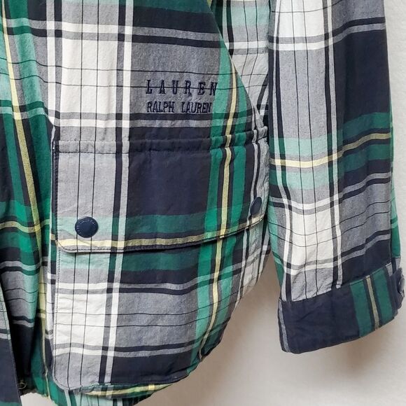 LAUREN Ralph Lauren Plaid Full-zip Drawstring Hooded Elastic Waistband Jacket M - Picture 6 of 16